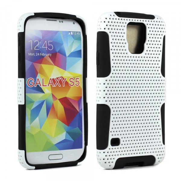 Wholesale Samsung Galaxy S5 SM-G900 Mesh Hybrid Case (White Black)